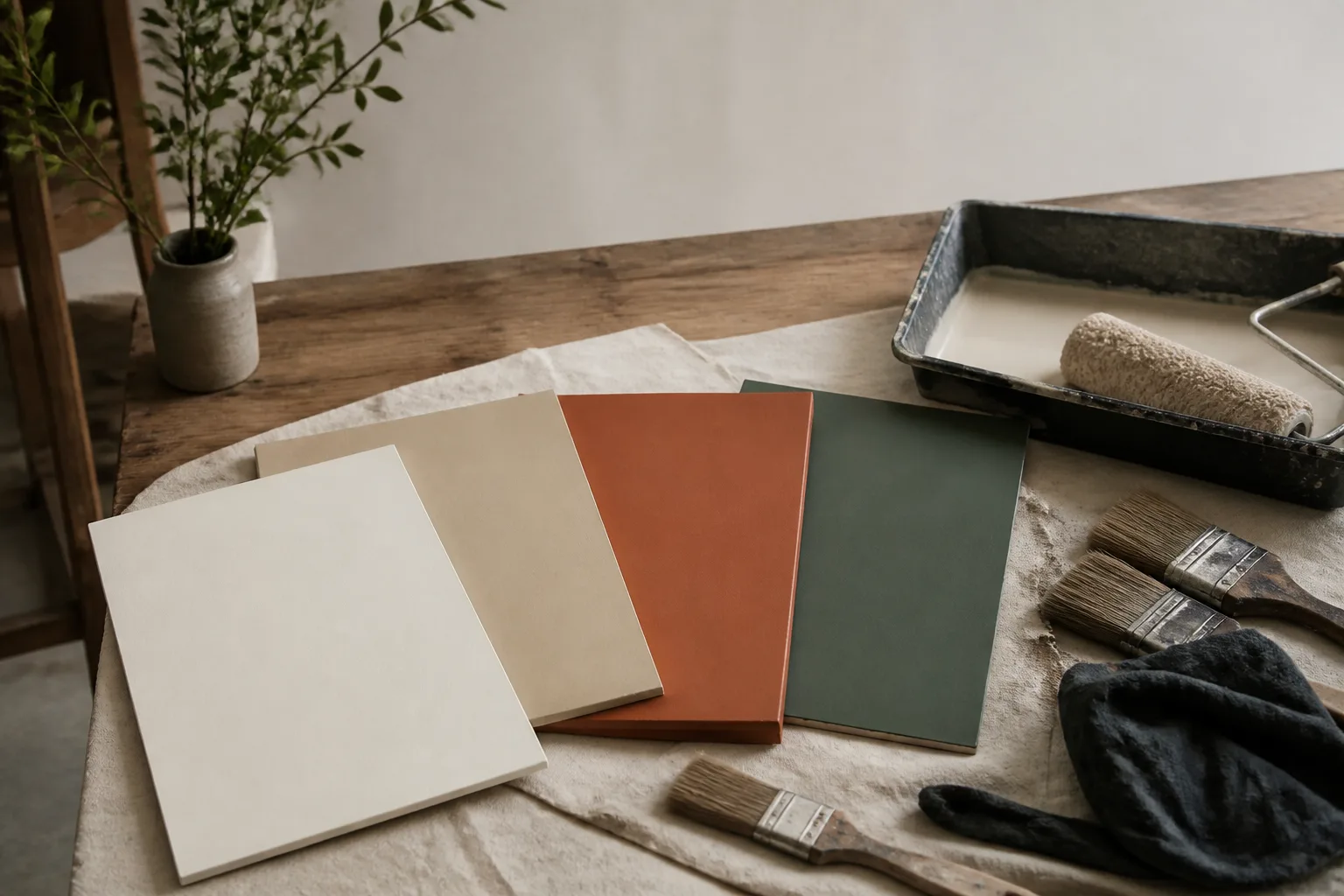Campioni di colore e strumenti per la pittura